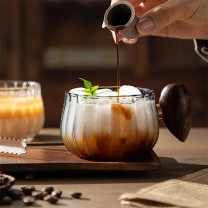 Hitz resistent Hochborosilikatglas Kaffeetasse mit Holzgriff | Brehn