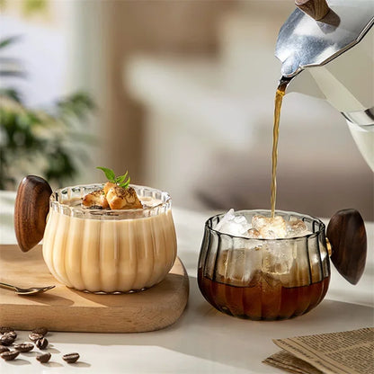 Hitz resistent Hochborosilikatglas Kaffeetasse mit Holzgriff | Brehn