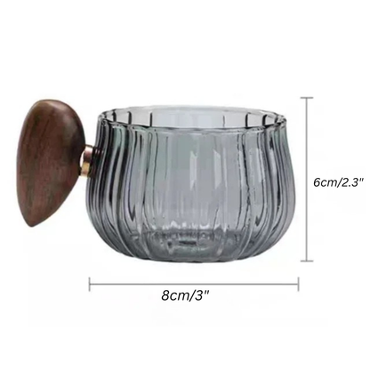 Hitz resistent Hochborosilikatglas Kaffeetasse mit Holzgriff | Brehn
