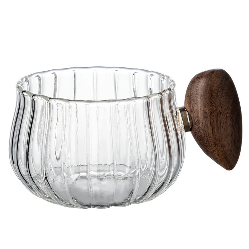Hitz resistent Hochborosilikatglas Kaffeetasse mit Holzgriff | Brehn