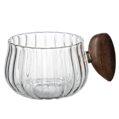 Hitz resistent Hochborosilikatglas Kaffeetasse mit Holzgriff | Brehn
