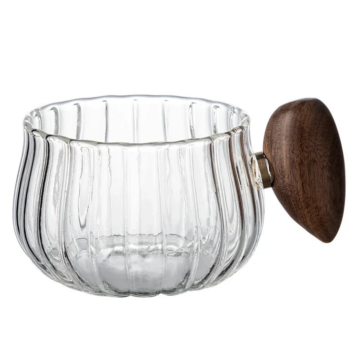 Hitz resistent Hochborosilikatglas Kaffeetasse mit Holzgriff | Brehn