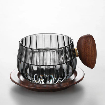 Hitz resistent Hochborosilikatglas Kaffeetasse mit Holzgriff | Brehn