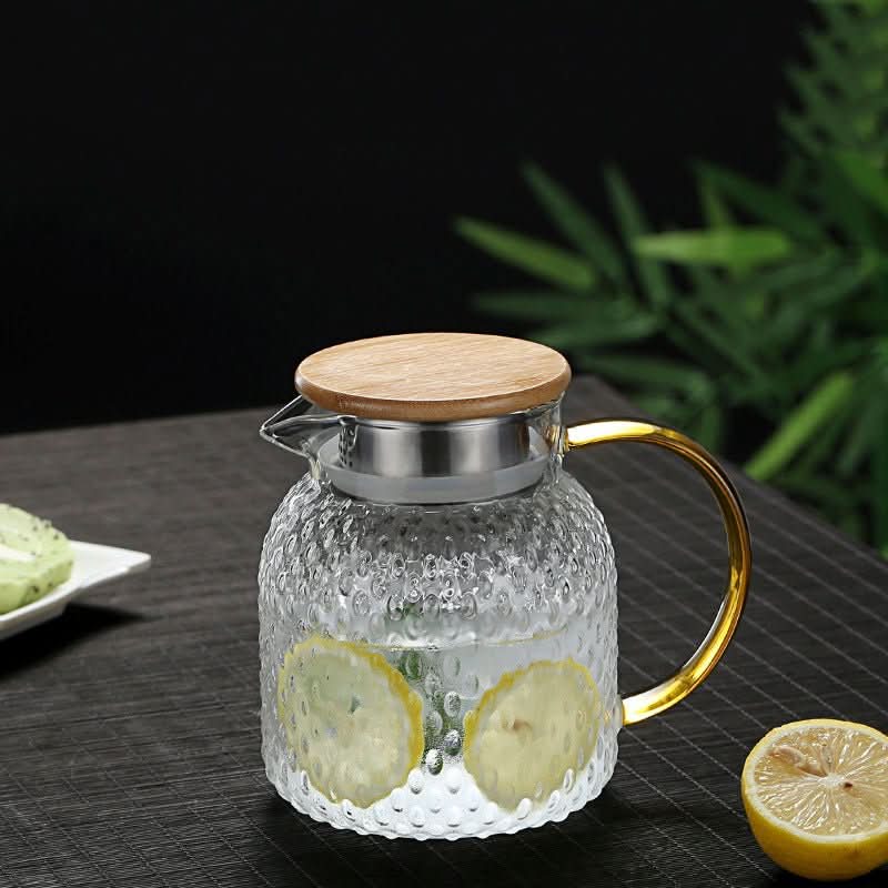 Hitzebeständiger Glaskrug mit Bambusdeckel