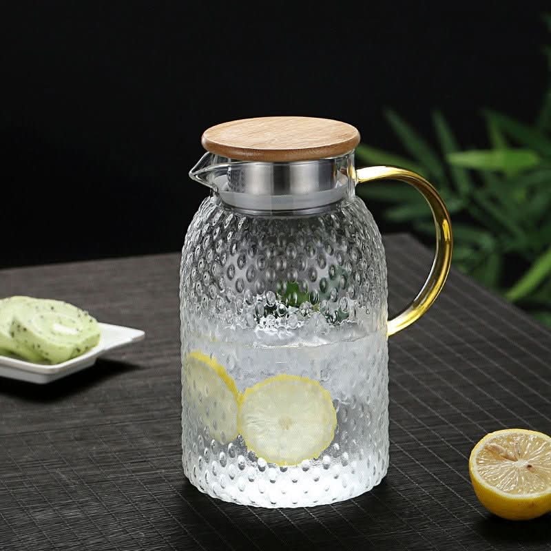 Hitzebeständiger Glaskrug mit Bambusdeckel