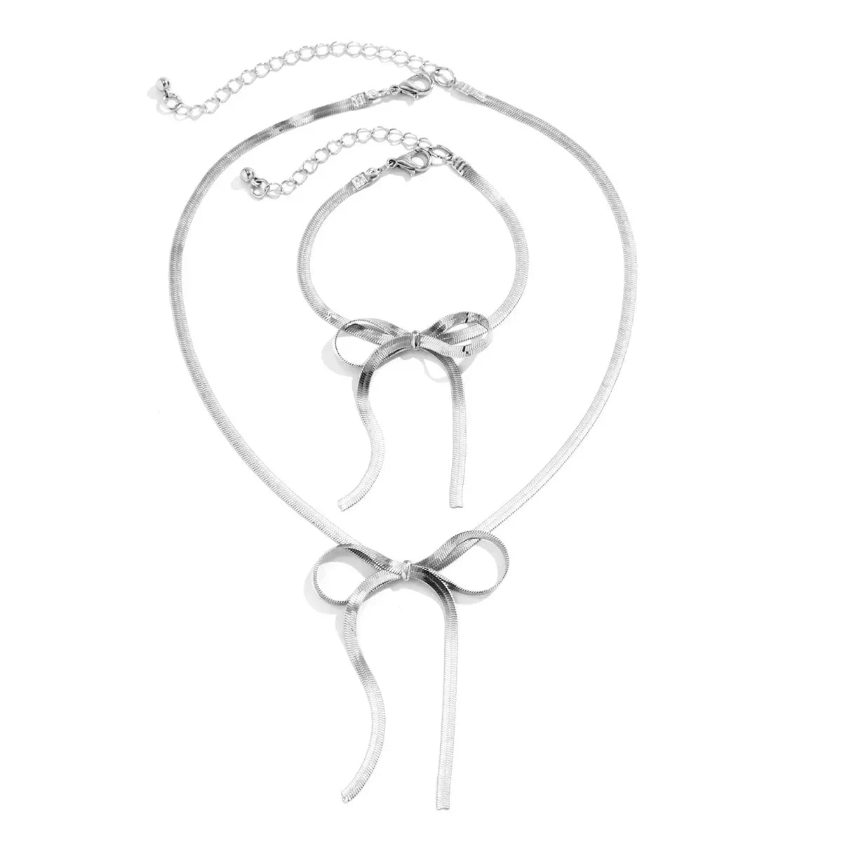 Brehn | Fischgrätenketten Schleifen Halskette und Armband Set