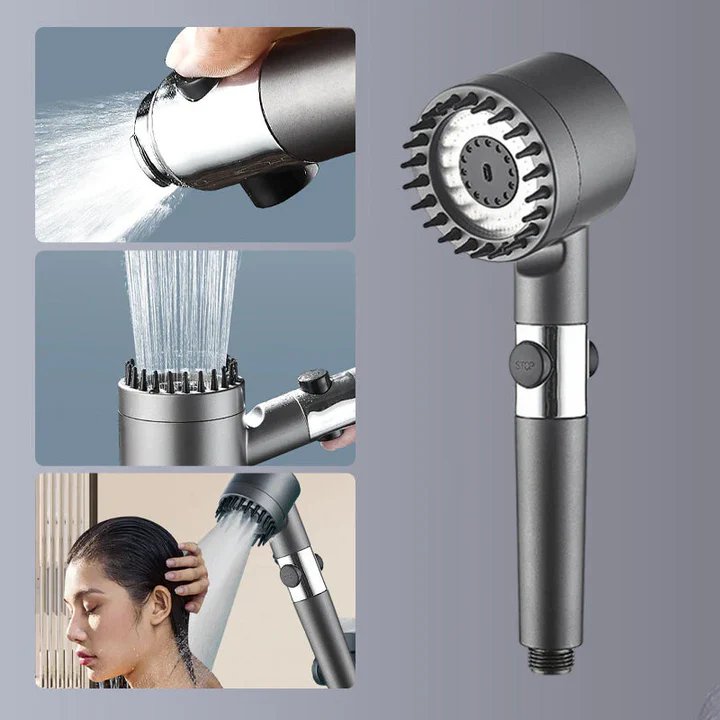 Brehn | Hochdruck-Massageduschkopf - Handbrause mit 3 Strahlarten und Filtern