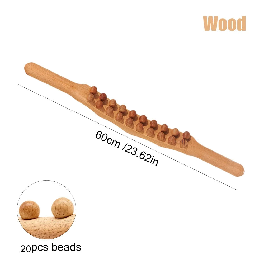 HoutRelax Gua Sha Massage Stick – 60 cm Massagewerkzeug aus natürlichem Holz für tiefe Muskelentspannung | Brehn