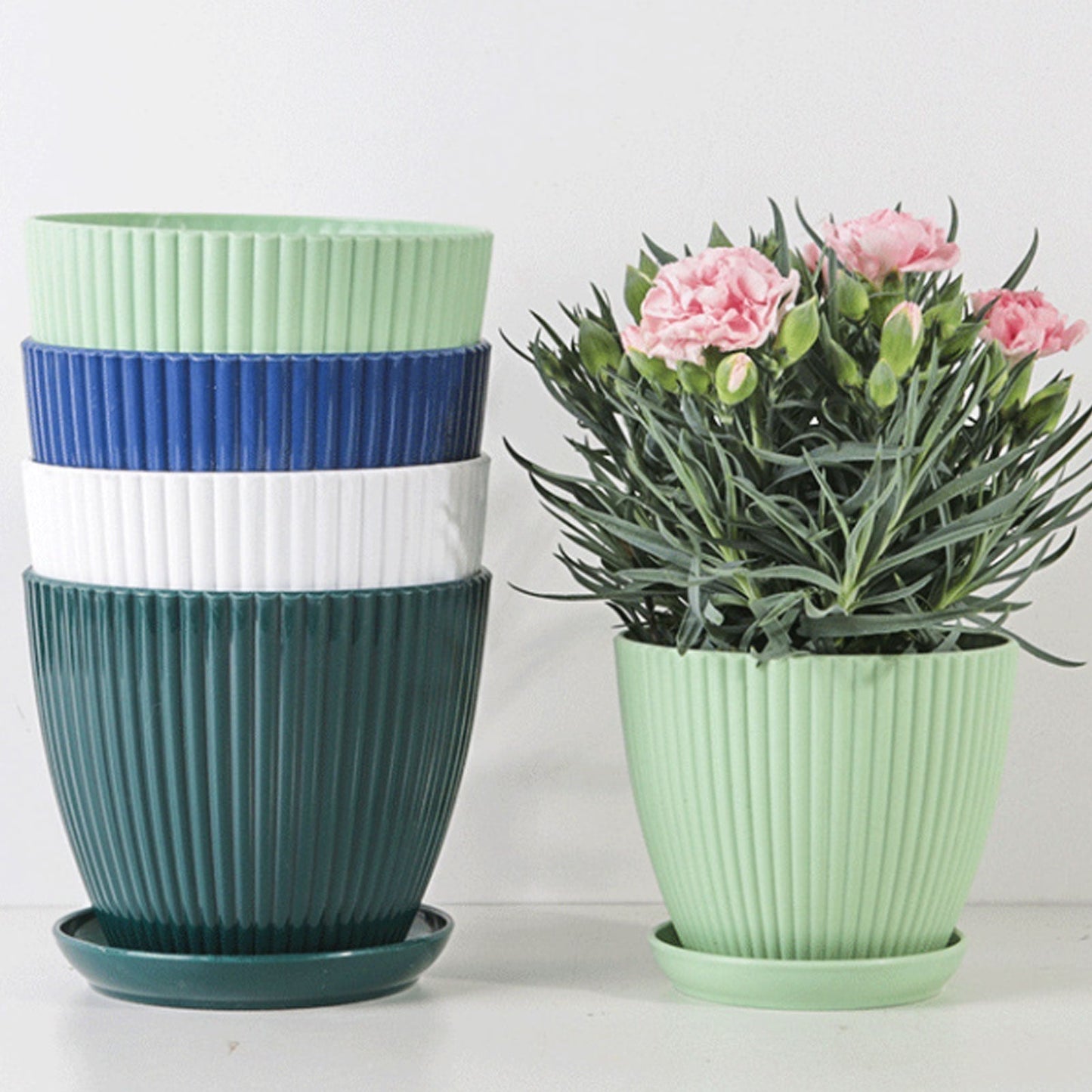 Home Garden Pflanzentopf mit Unterteller - Modernes Kunststoffdesign | Brehn