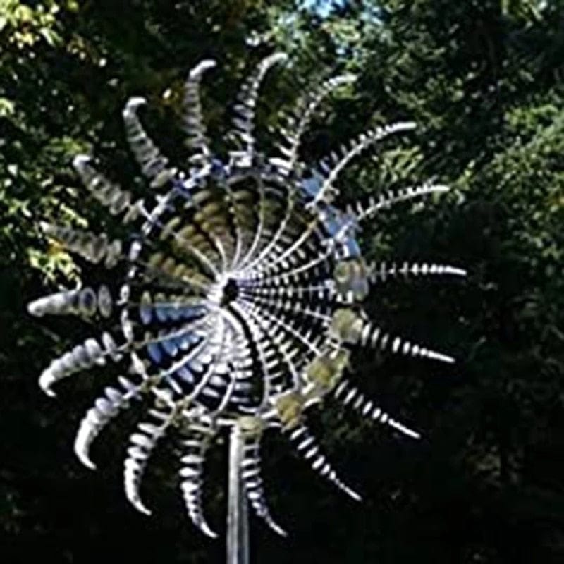 Einzigartige und magische Windmühle aus Metall | Magische kinetische Skulptur aus Metall
