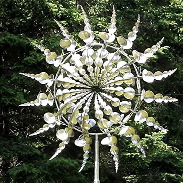 Einzigartige und magische Windmühle aus Metall | Magische kinetische Skulptur aus Metall