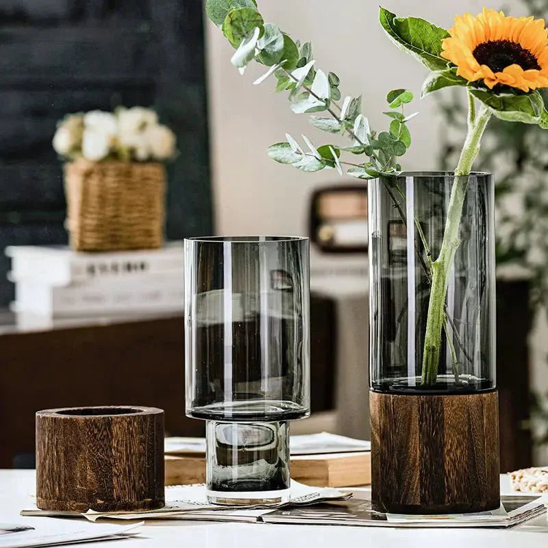 Hydroponische Holz- und Glasvase für stilvolle Wohnkultur | Brehn