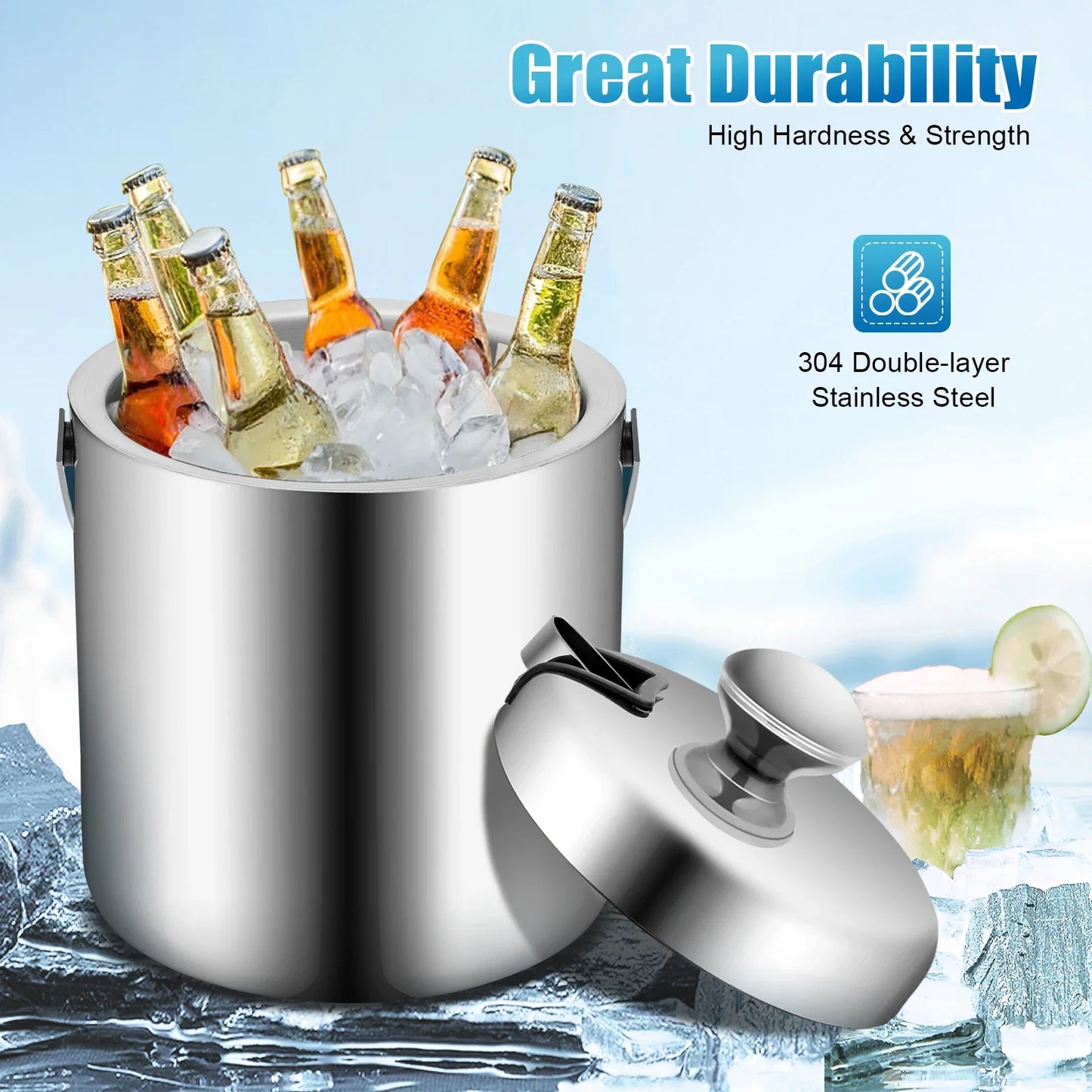 Eisbehälter aus Edelstahl Isolierter Bier Getränk Doppelwand Kühler | Brehn