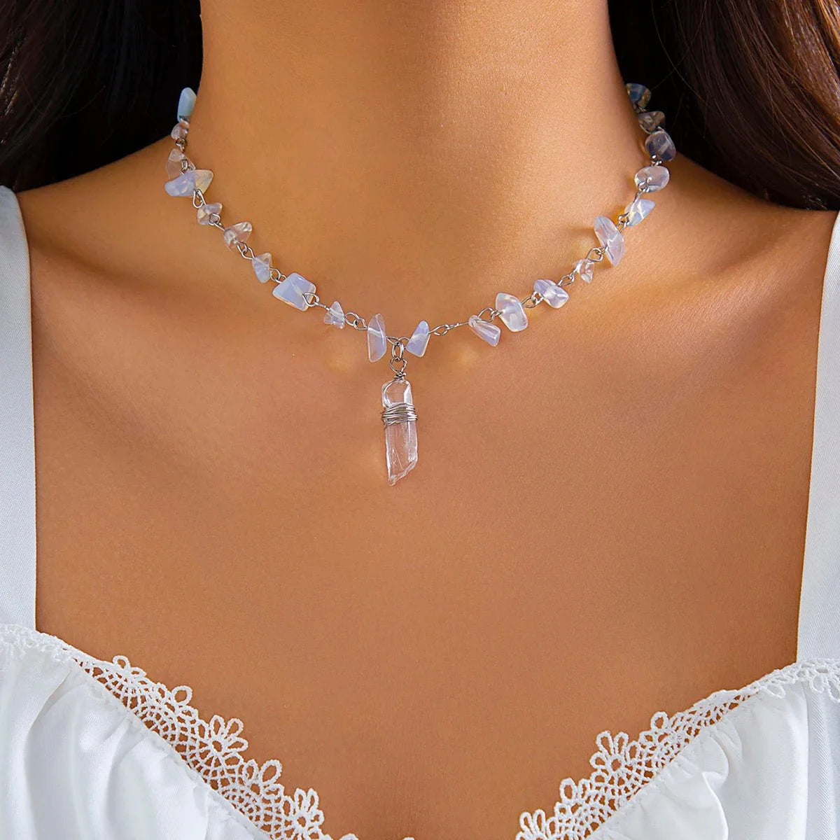Brehn | Eis Kristall Stein Choker Halskette