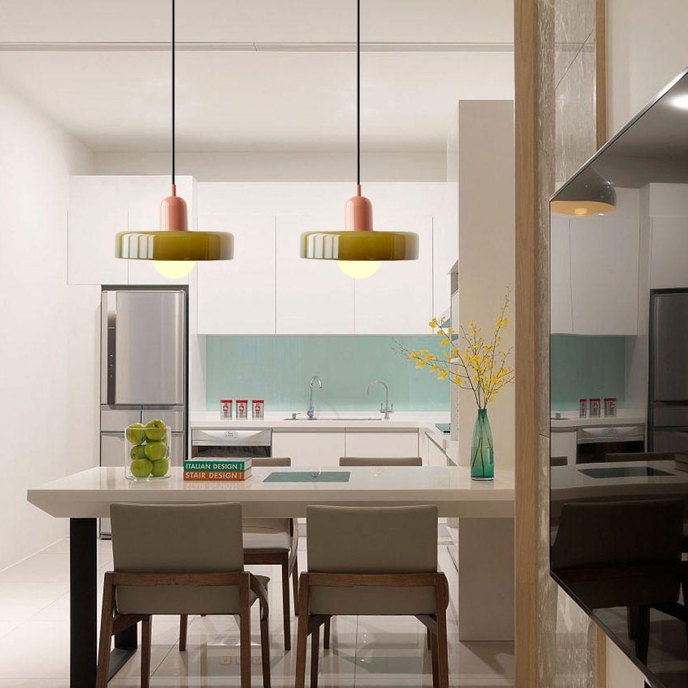 Farbenfrohe Bauhaus-Style Pendelleuchte - StiloGlas | Brehn