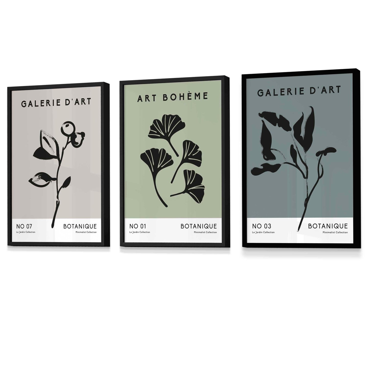 Boho-Botanische Kunst, 3er-Set, minimalistische Kunstdrucke in Türkisgrün