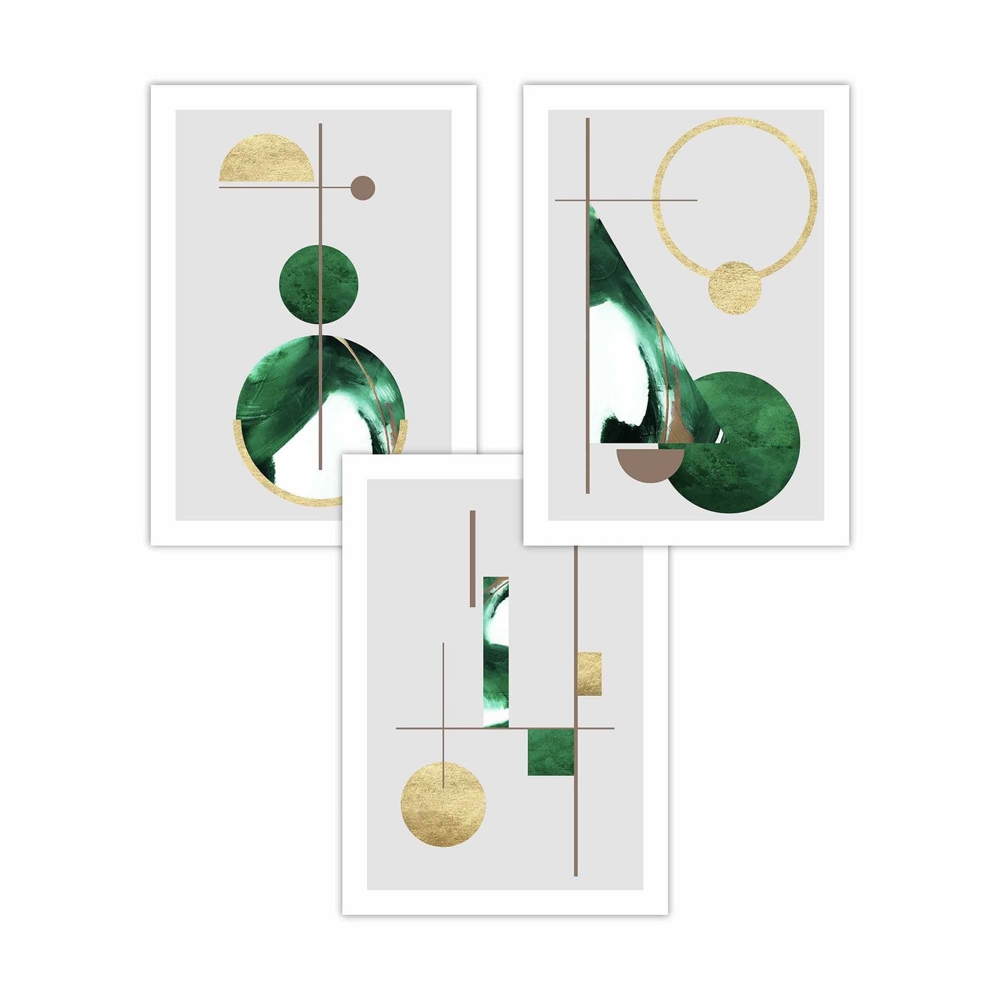 Abstraktes, strukturiertes, geometrisches Kunstwerk im Mid-Century-Modern-Stil, gerahmt in Grün und Gold