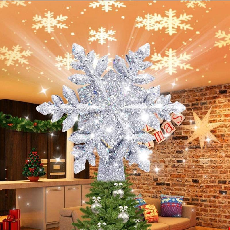 Brehn | Weihnachtsdekorationen LED Schneeflocken-Baumspitze