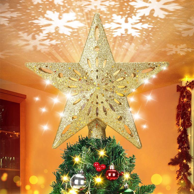 Brehn | Weihnachtsdekorationen LED Schneeflocken-Baumspitze