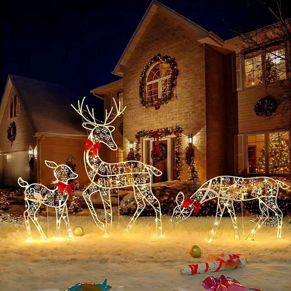 Brehn | Weihnachtsdekorationen Rentier Schlitten Lichtdisplay