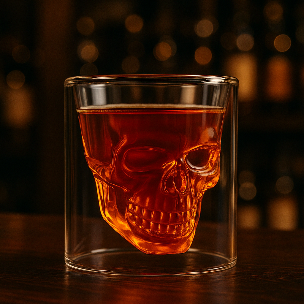 3D Skull Head DouBrehne Trinkglas