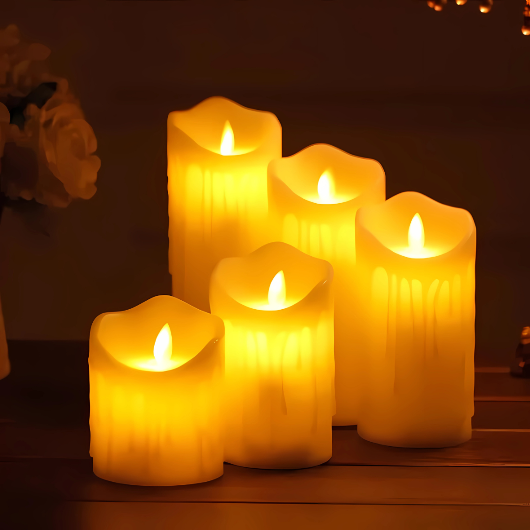 LED-flammenlose, flackernde Dekokerzen