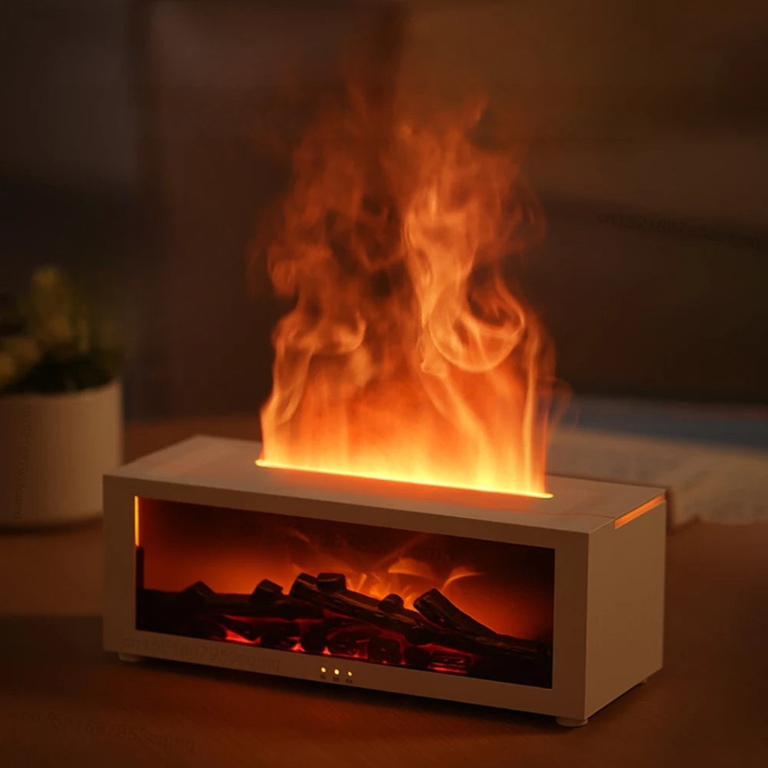 Brehn | Luftbefeuchter mit Feuerlichteffekt und Aroma-Diffuser
