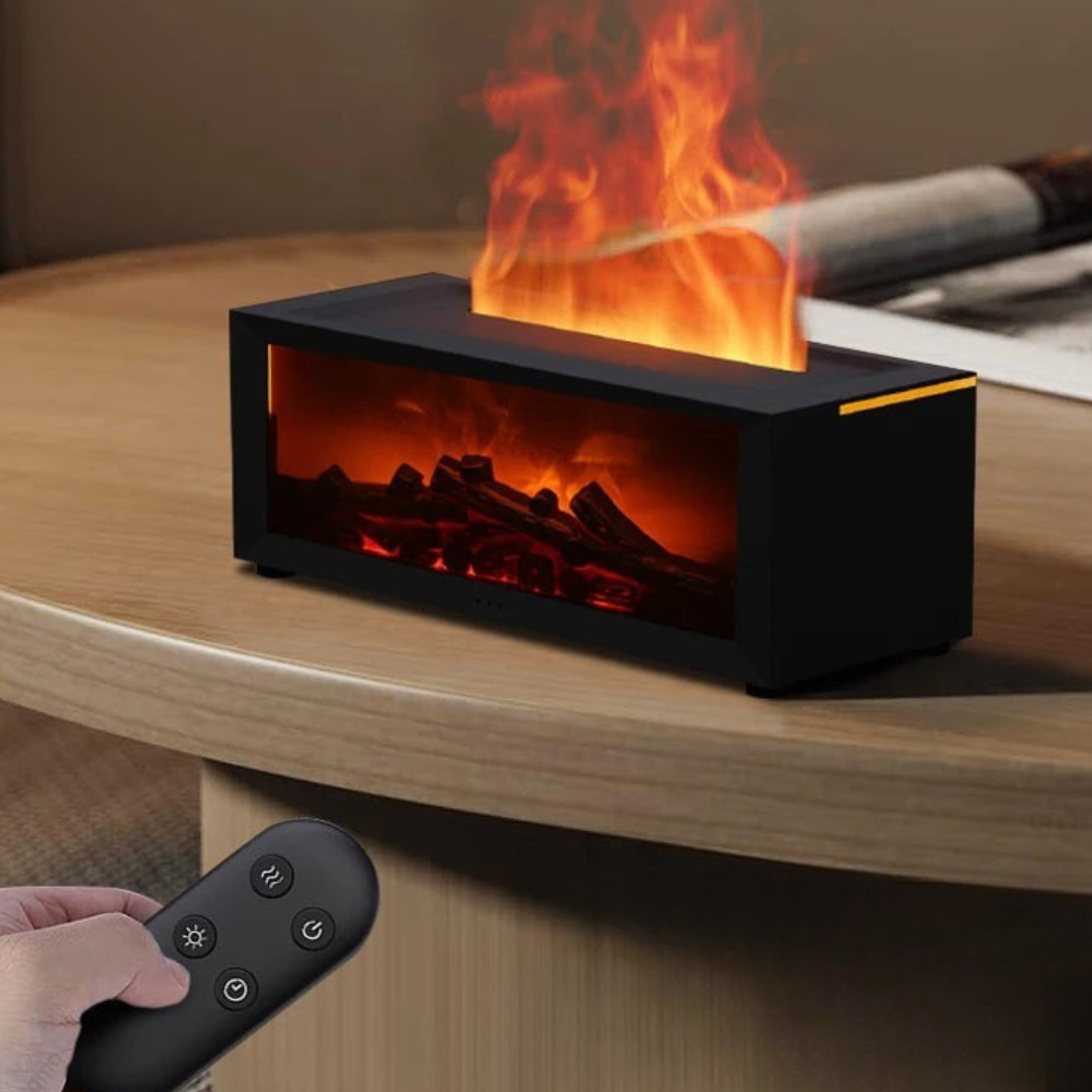 Brehn | Luftbefeuchter mit Feuerlichteffekt und Aroma-Diffuser
