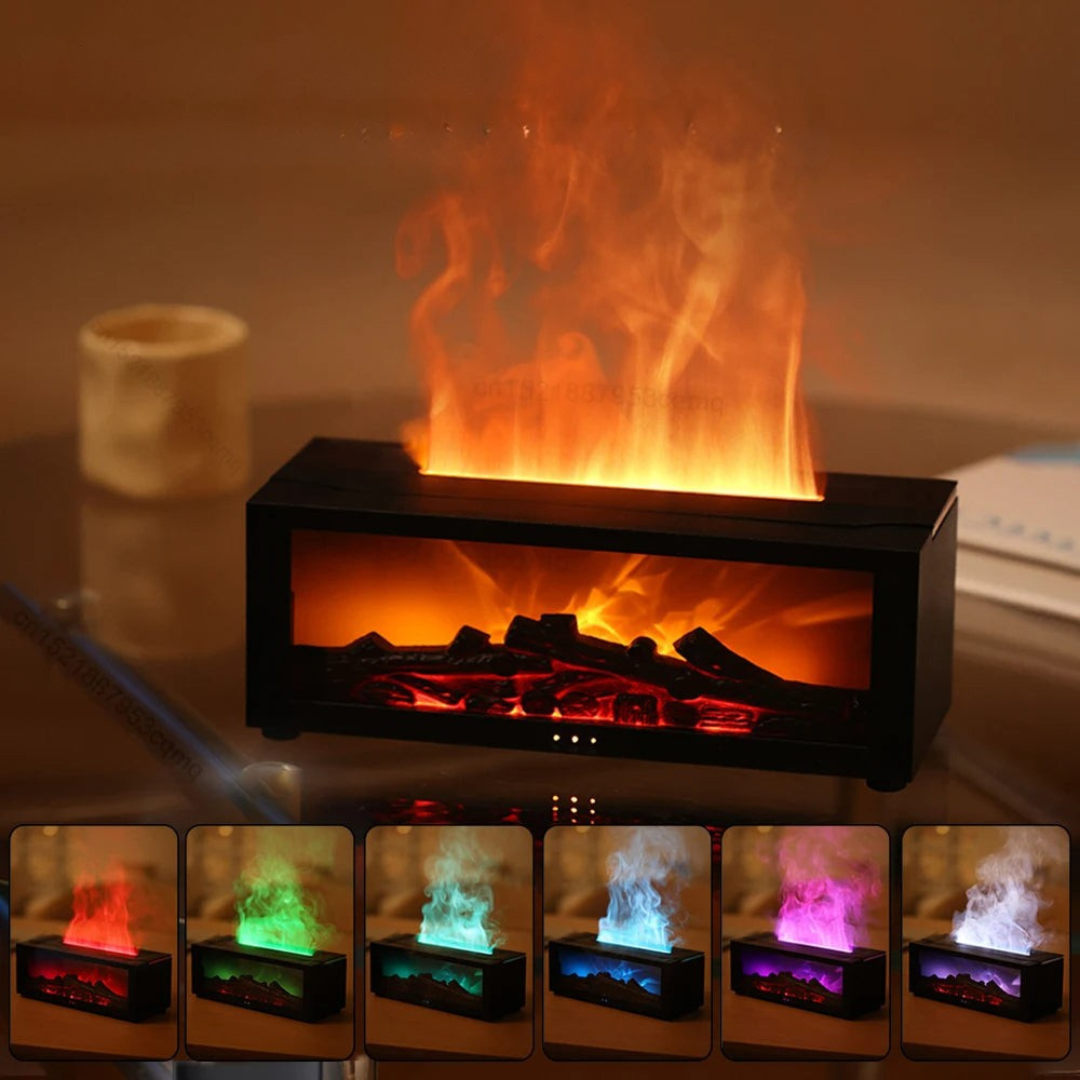 Brehn | Luftbefeuchter mit Feuerlichteffekt und Aroma-Diffuser
