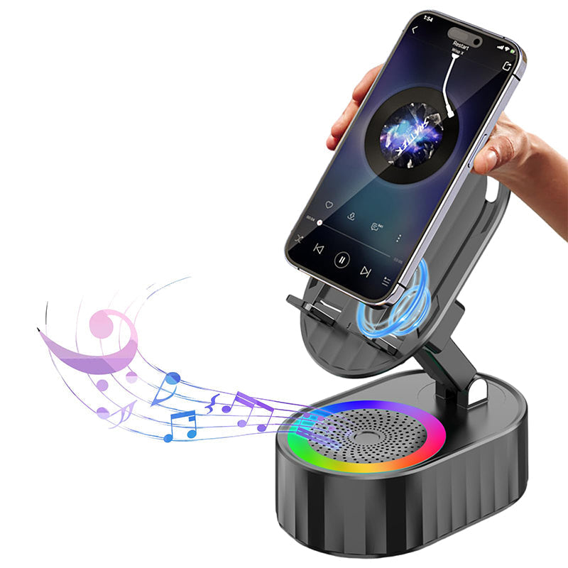 Brehn | 360° einstellbarer Handy-Ständer mit integriertem Bluetooth-Lautsprecher