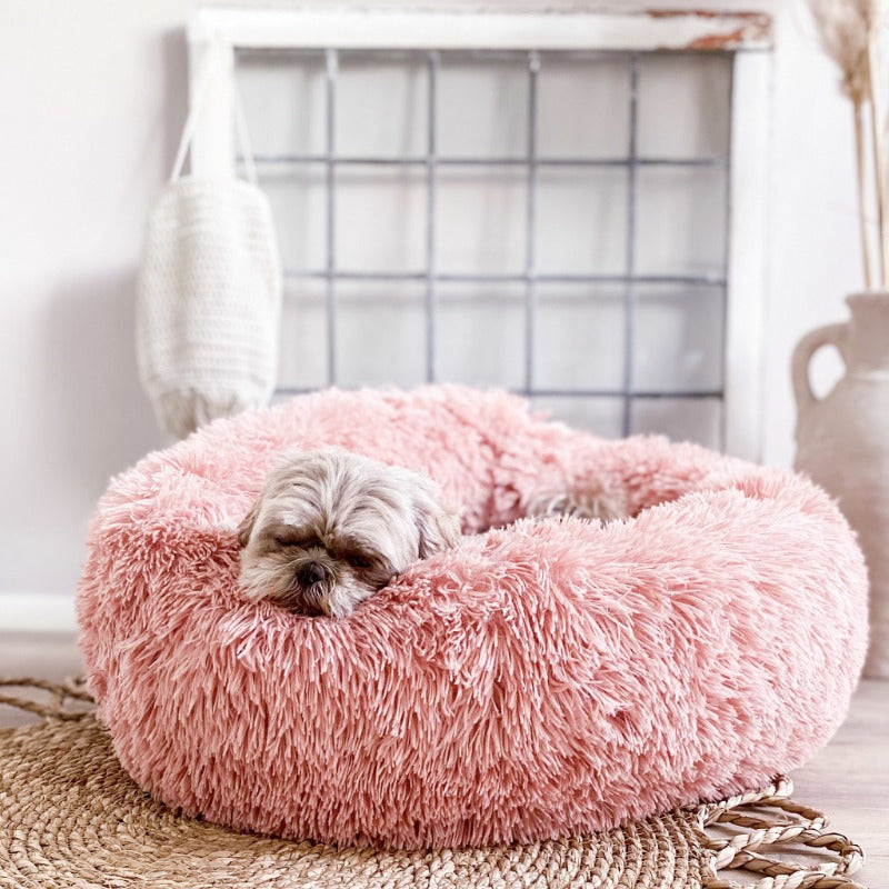 Brehn | Runder Plüsch Beruhigender Donut Hundebett für kleine bis große Hunde