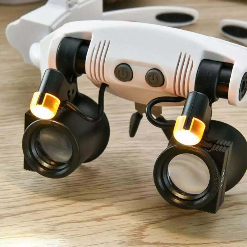 Brehn | Juwelier Kopfband Vergrößerungsglas 8 Linse LED Licht Brille