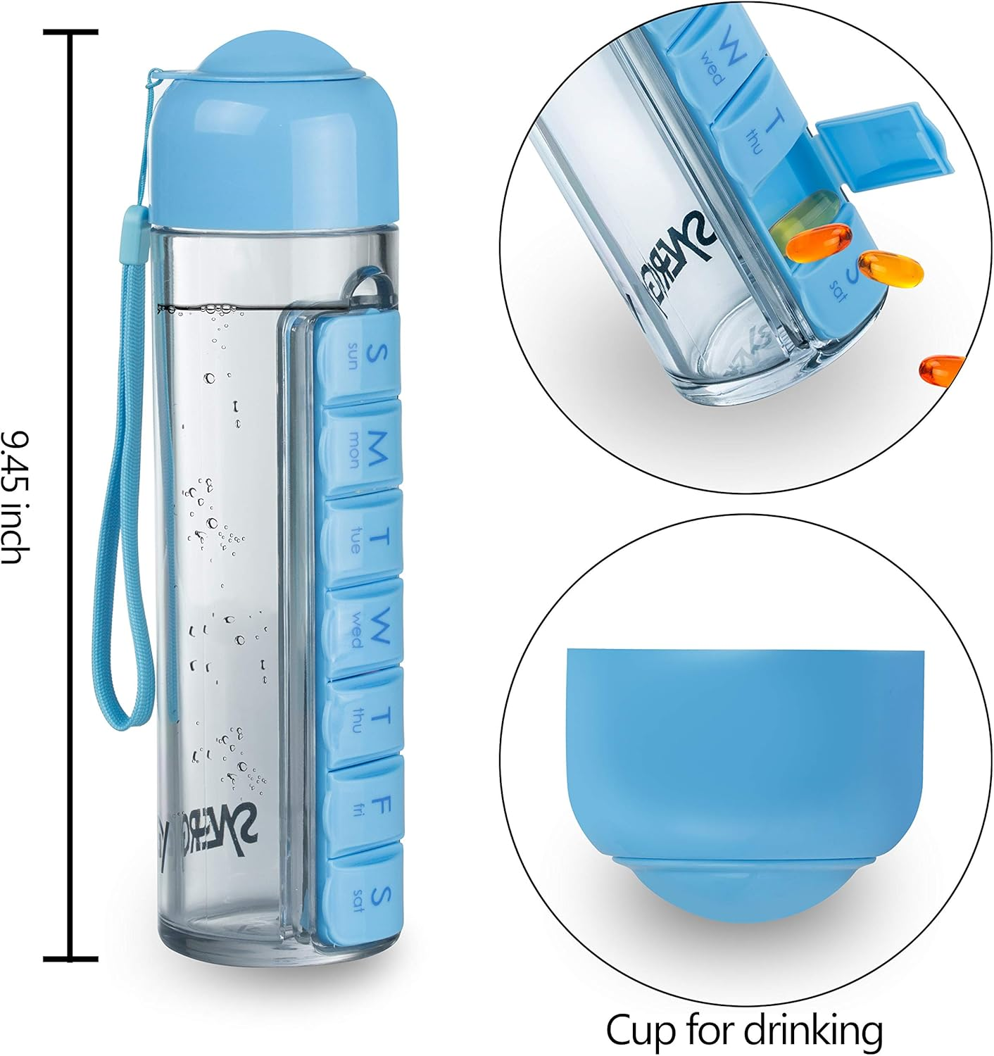 Brehn | Wöchentlicher Pillenorganisator Reise-Wasserflasche