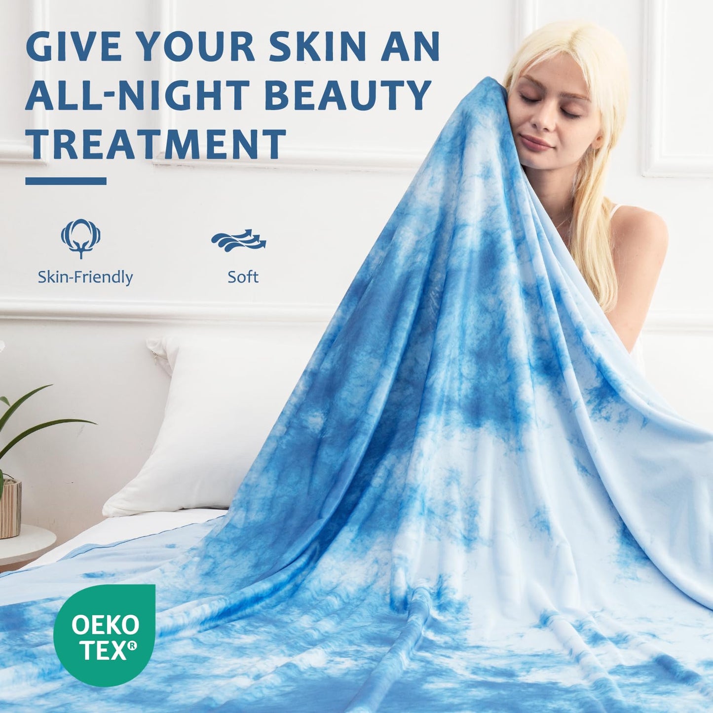 Tie Dye Kühldecke – Q-Max 0,5+ Doppel-Layer Doppelseitige Kühle Touch Decke für angenehme Sommernächte – Blau | Brehn