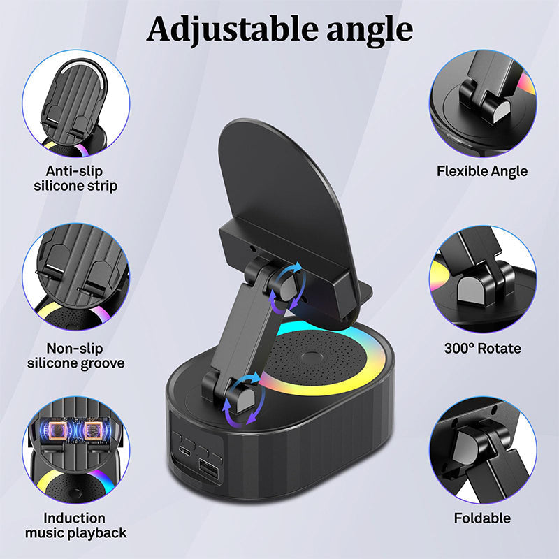 Brehn | 360° einstellbarer Handy-Ständer mit integriertem Bluetooth-Lautsprecher