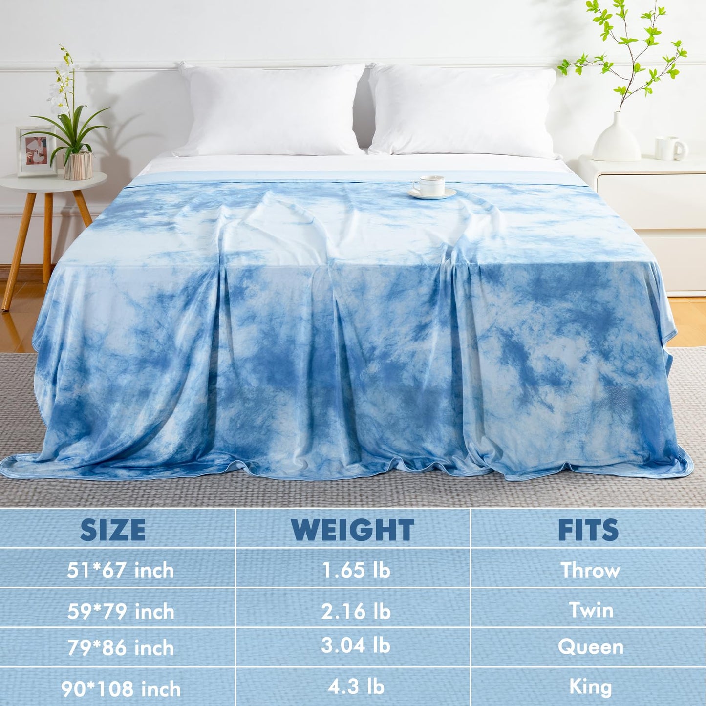 Tie Dye Kühldecke – Q-Max 0,5+ Doppel-Layer Doppelseitige Kühle Touch Decke für angenehme Sommernächte – Blau | Brehn