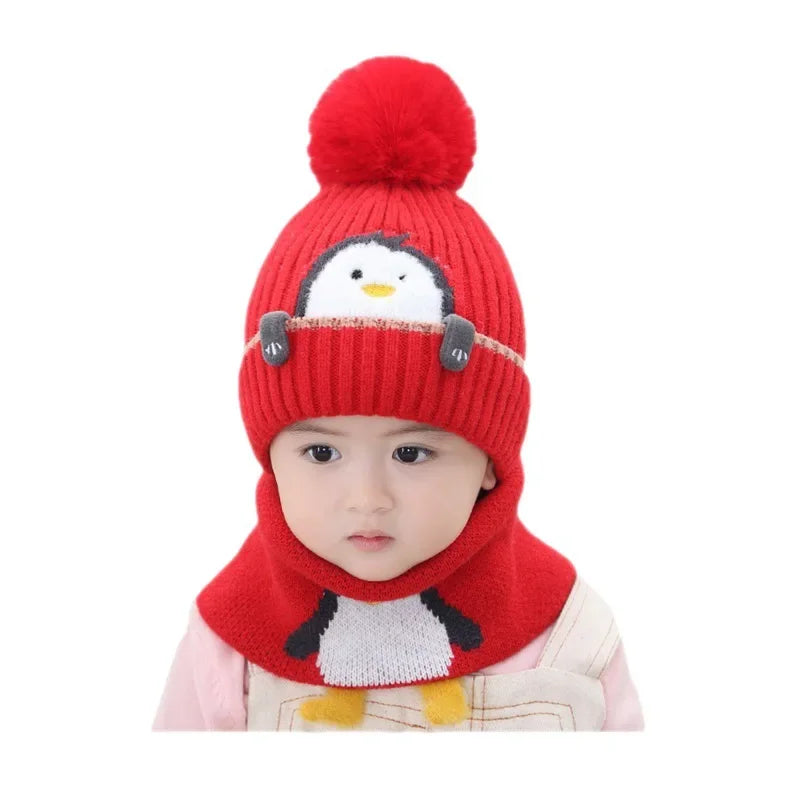 Brehn | Warmer Pinguin-Look – Strickmütze & Schal-Set für Kinder