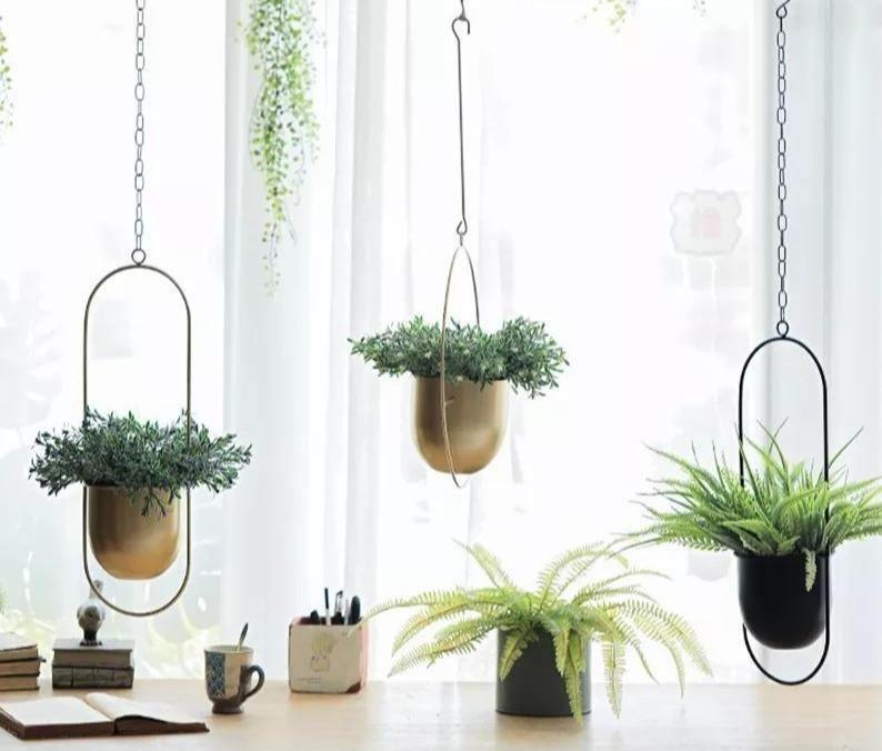 HaloRing Hängender Pflanzenhalter – Metall Hängeblumentopf für drinnen und draußen | Brehn