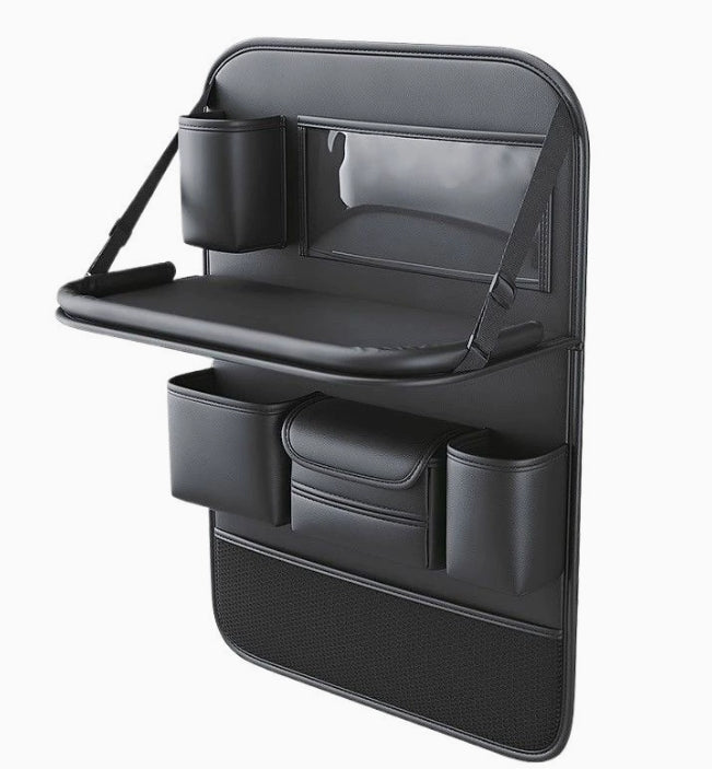 Brehn | Multifunktionale Rücksitzaufbewahrungstasche mit großer Kapazität und 4 USB-Ladeanschlüssen, ausziehbarem Tablett, Tablet-Halter, Taschentuchaufbewahrung, Becherhalter, großer Aufbewahrungstasche und mehr