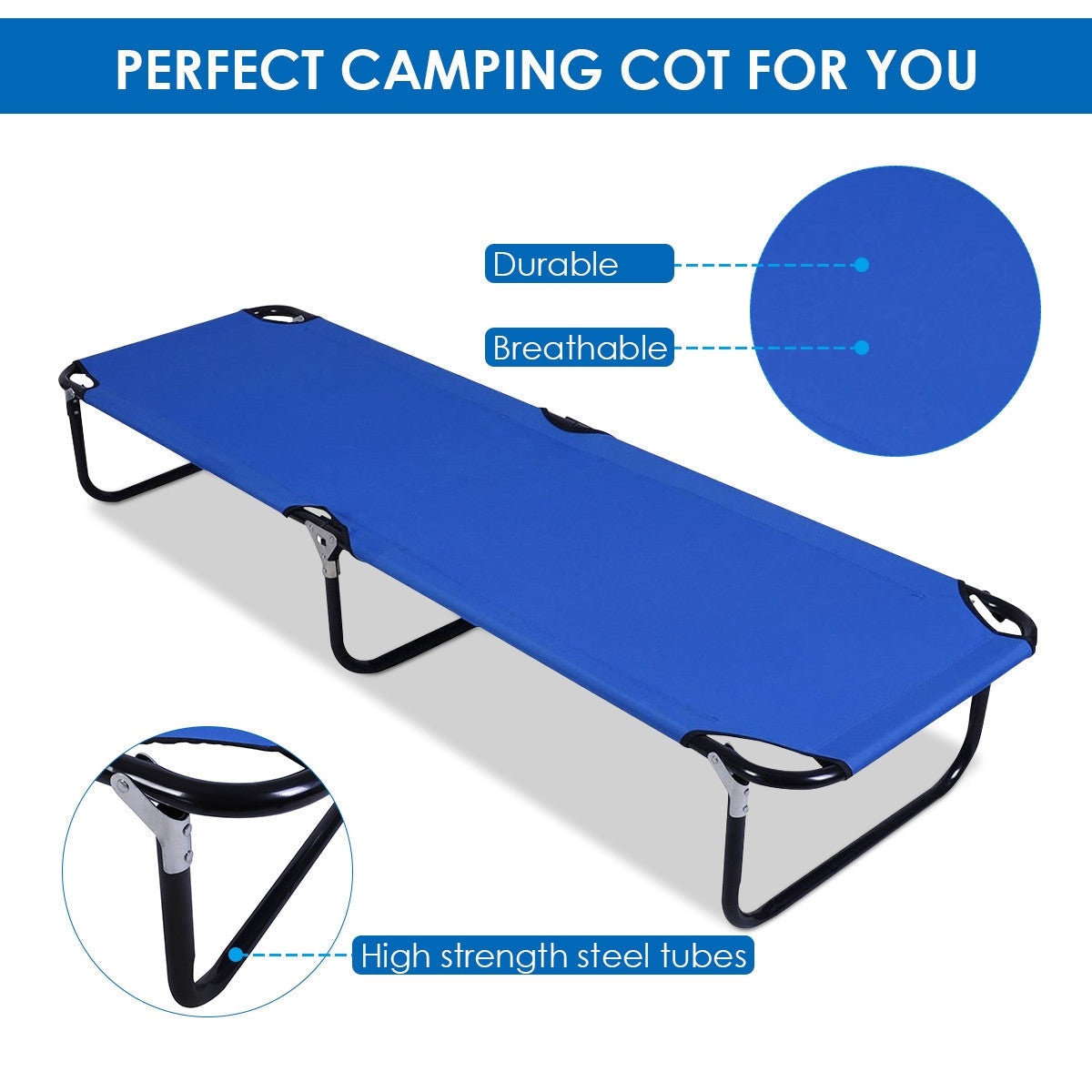 Outdoor Tragbares Blaues Klapp-Campingbett | Brehn