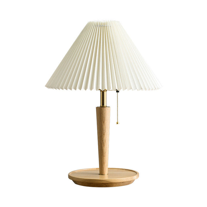 Brehn | Elegante Vintage Holz Woodly Tischlampe - Tischlampe mit plissierten Design