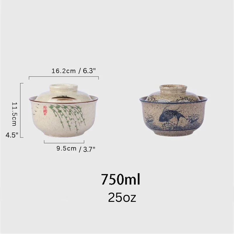 Japanischer Stil Ramen Schüssel mit Deckel Keramik Nudelschüssel Geschirr | Brehn