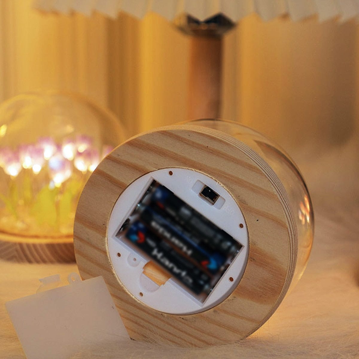 Tulpen-Nachtlicht mit LED-Beleuchtung (batteriebetrieben) – Beruhigendes, kabelloses Licht für Schlaf- und Kinderzimmer
