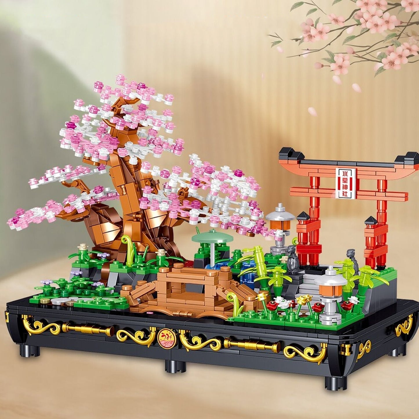Brehn | Bonsai Kirschblüte Sakura Schrein Nano Gebäude Sets