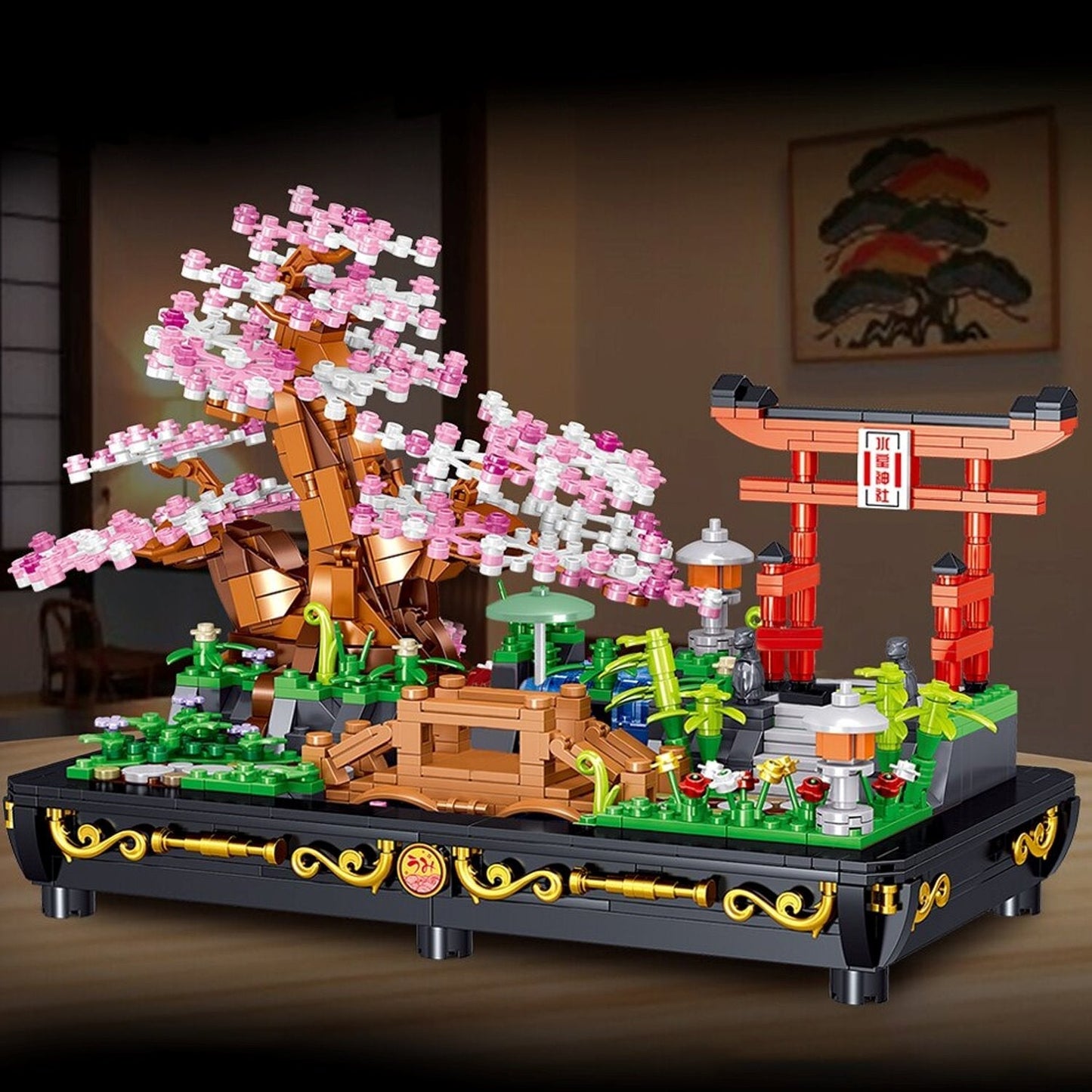 Brehn | Bonsai Kirschblüte Sakura Schrein Nano Gebäude Sets