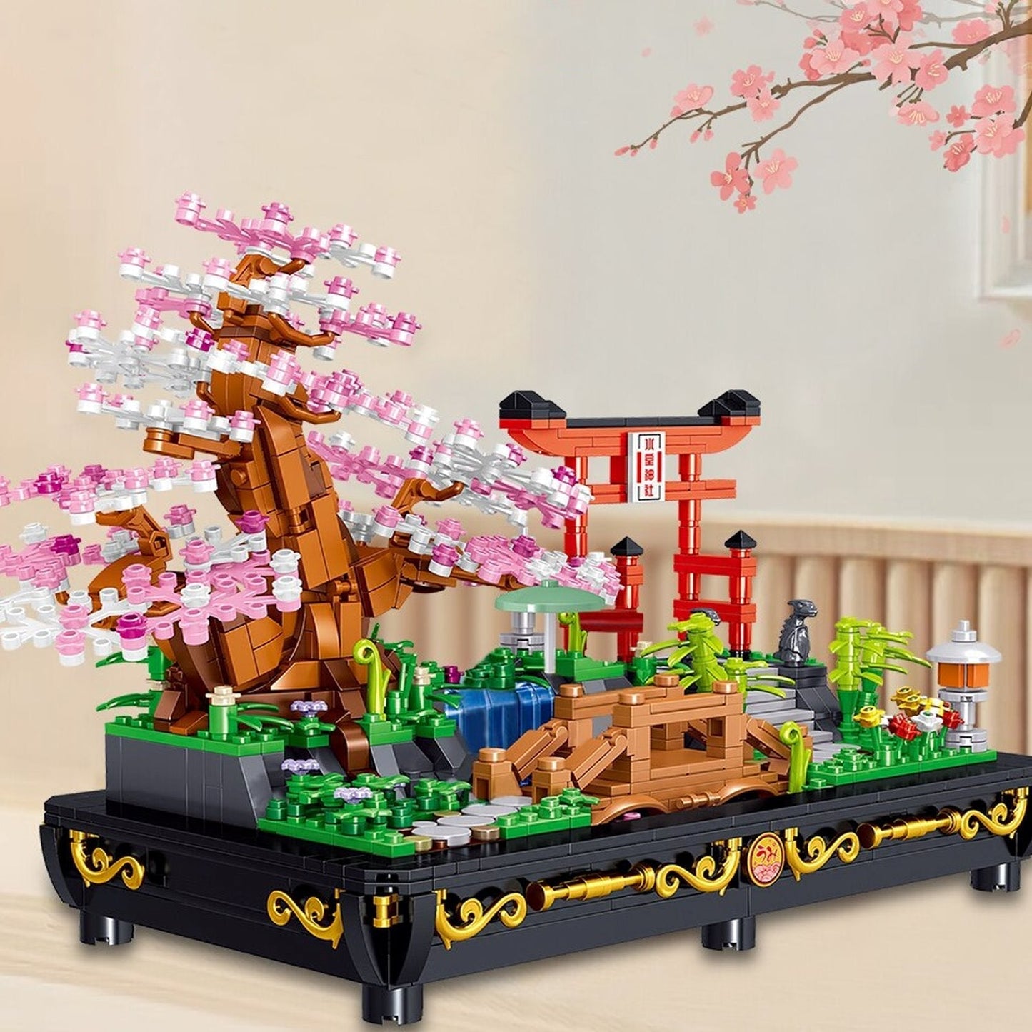 Brehn | Bonsai Kirschblüte Sakura Schrein Nano Gebäude Sets