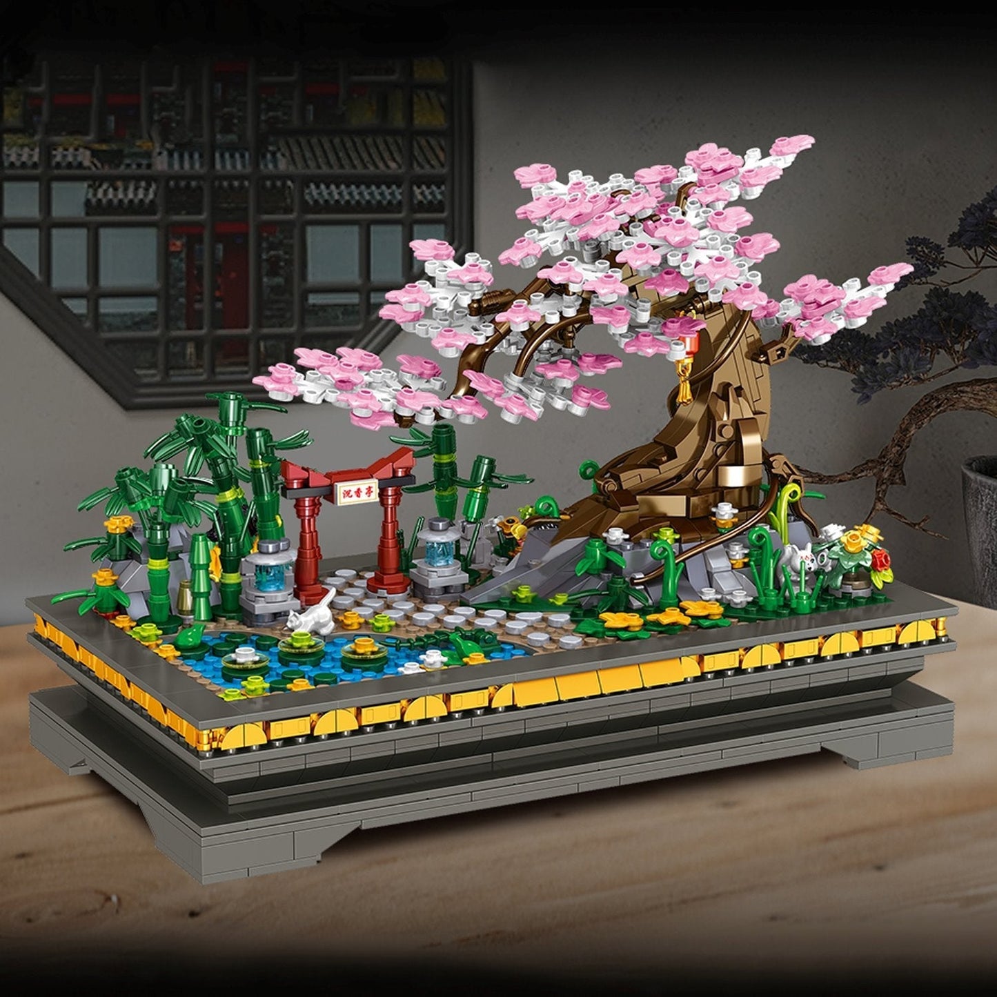 Brehn | Bonsai Kirschblüte Sakura Schrein Nano Gebäude Sets