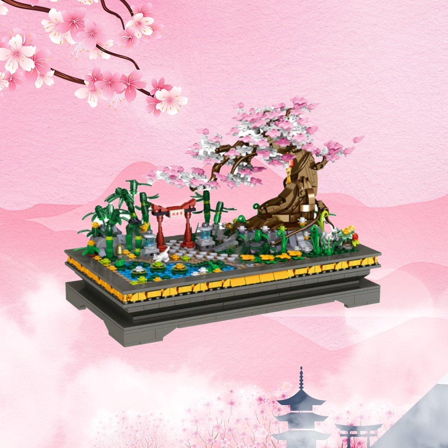 Brehn | Bonsai Kirschblüte Sakura Schrein Nano Gebäude Sets