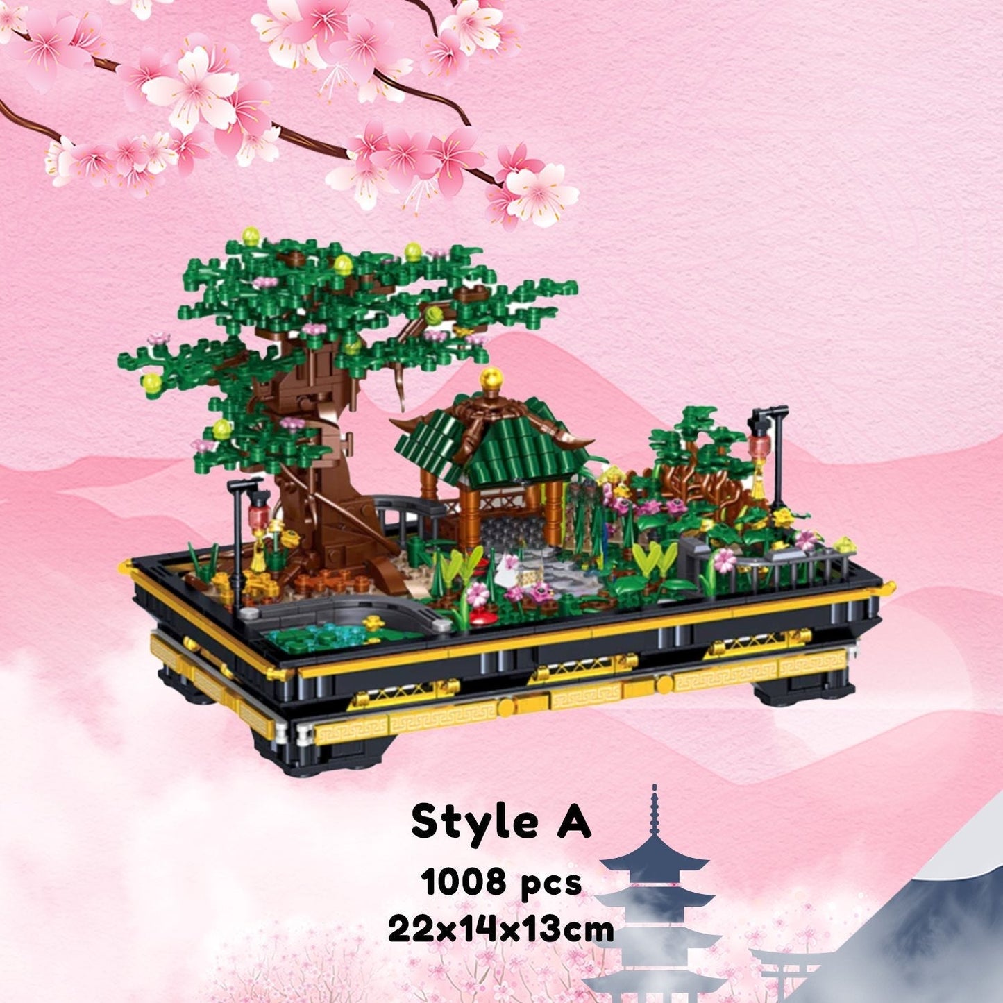 Brehn | Bonsai Sakura Schrein Ansichtsgebäude Nano Sets Kollektion