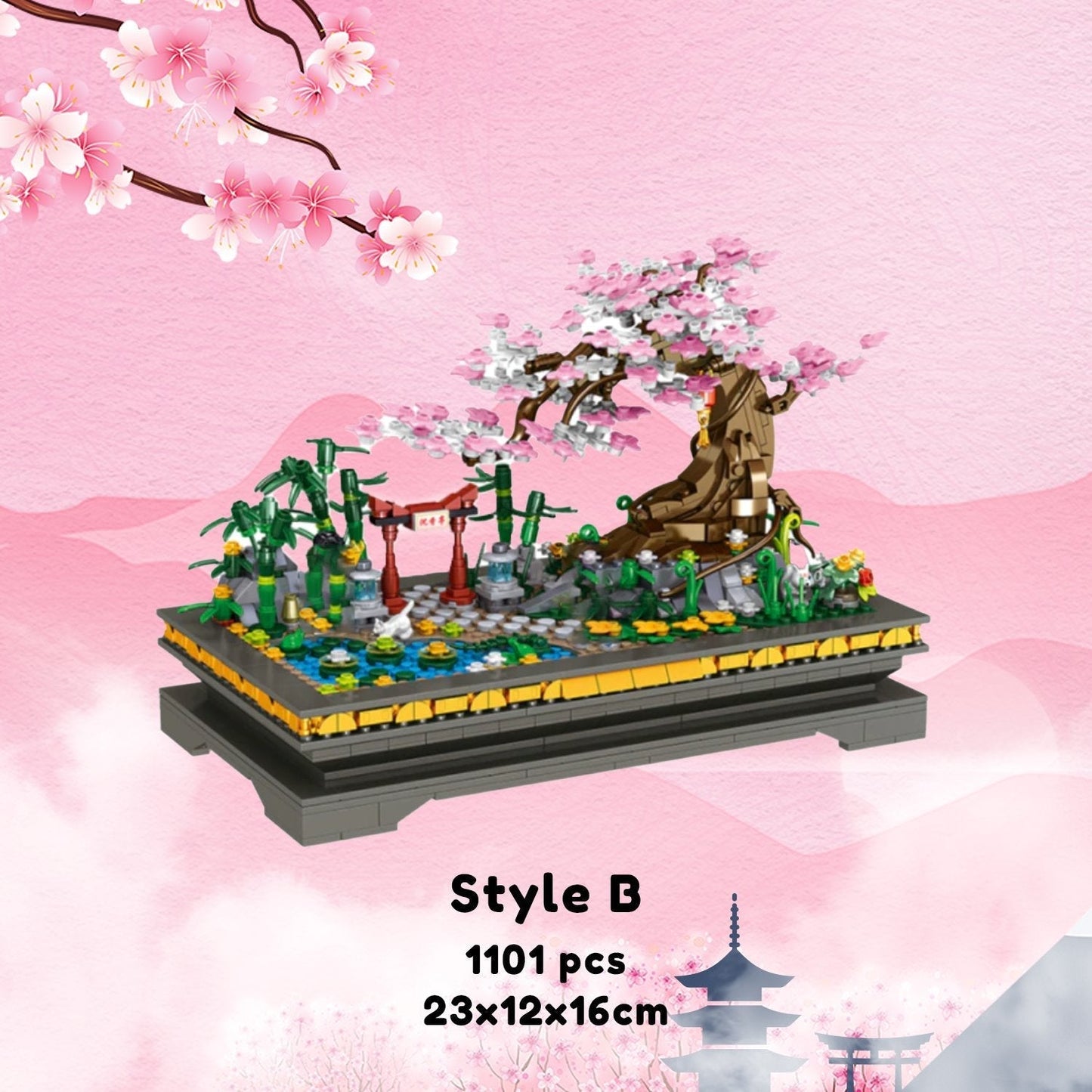 Brehn | Bonsai Sakura Schrein Ansichtsgebäude Nano Sets Kollektion